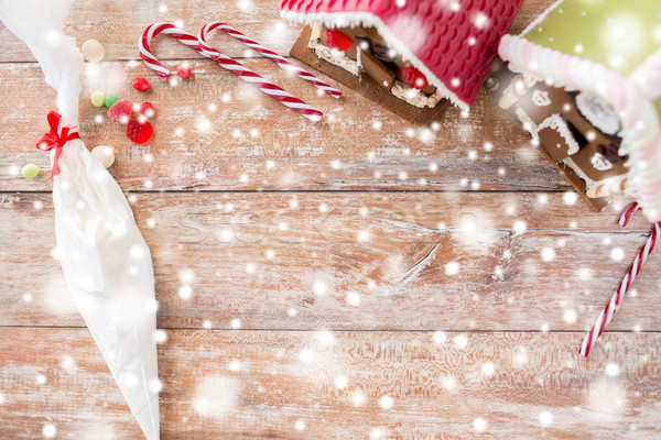 closeup of beautiful gingerbread houses on table Stock photo © dolgachov