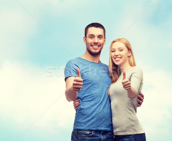 Foto stock: Sorridente · casal · gesto · família