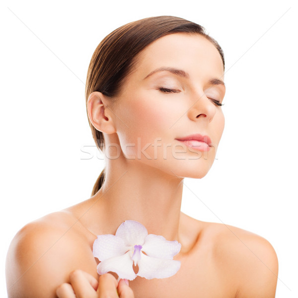 Nyugodt nő virág egészség szépség boldog Stock fotó © dolgachov