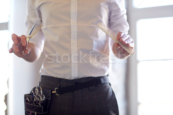 мужчины стилист ножницы салона красоту Сток-фото © dolgachov
