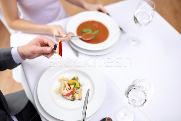 Foto stock: Casal · alimentação · aperitivos · restaurante · restaurante · de · comida