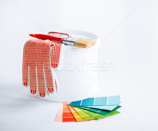 кисти краской банка перчатки интерьер домой Сток-фото © dolgachov