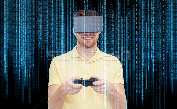 Man virtueel realiteit hoofdtelefoon 3d-bril 3D Stockfoto © dolgachov