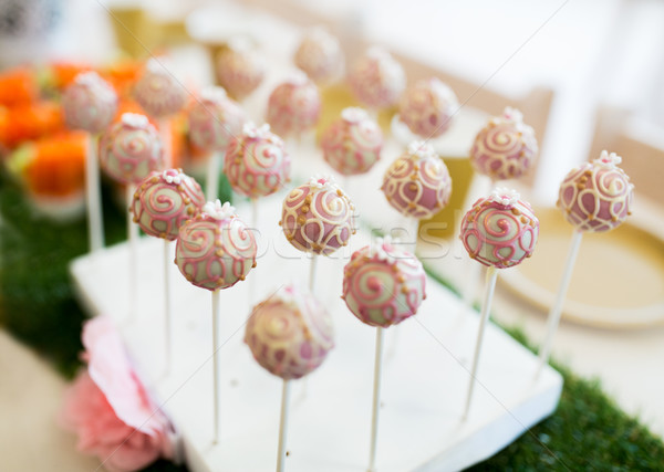 close up of cake pops or lollipops Stock photo © dolgachov