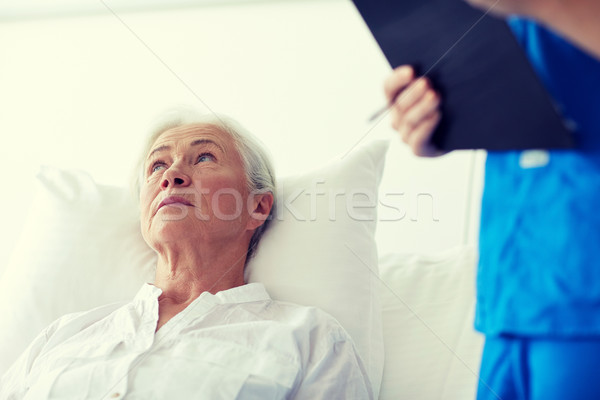 Stock photo: nurse and senior woman patient at hospital