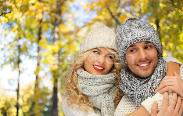 Glücklich Paar Kleidung Herbstsaison Menschen Stock foto © dolgachov