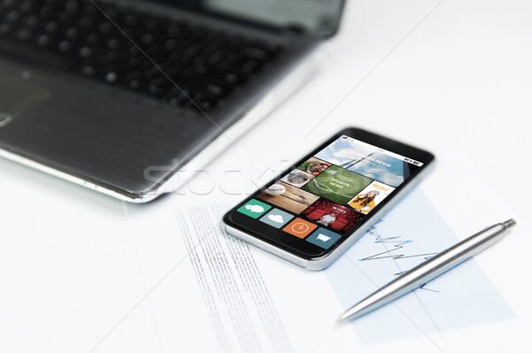 close up of smartphone with news application Stock photo © dolgachov