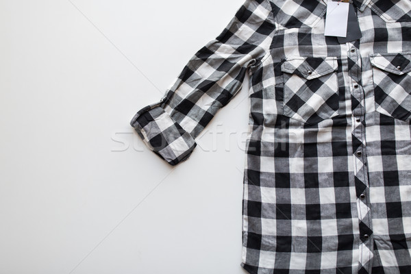 [[stock_photo]]: à · carreaux · shirt · blanche · vêtements · mode