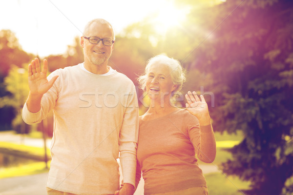 Foto stock: Pareja · de · ancianos · ciudad · parque · familia · edad