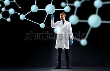 Naukowiec lab coat medycznych rękawice DNA nauki Zdjęcia stock © dolgachov