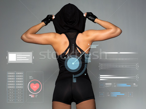 Stock foto: Schwarz · Sportbekleidung · posiert · Sport · Fitness