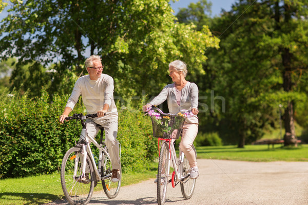 Stockfoto: Gelukkig · paardrijden · fietsen · zomer · park