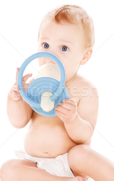 Baby chłopca duży pacyfikator zdjęcie biały Zdjęcia stock © dolgachov