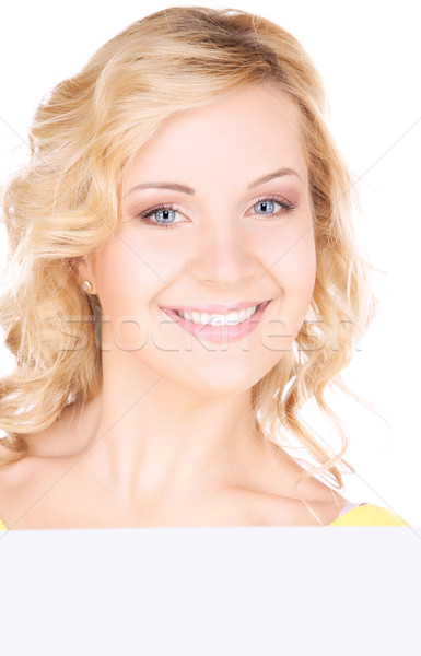 happy girl with blank board Stock photo © dolgachov
