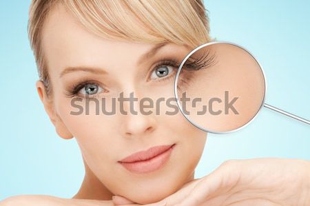 topless lady in black plastic eyeglasses Stock photo © dolgachov