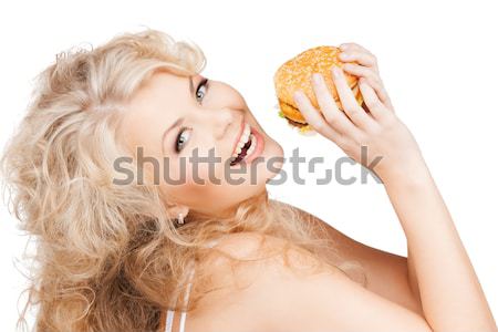 Mujer Burger jóvenes mujer hermosa blanco sexy Foto stock © dolgachov