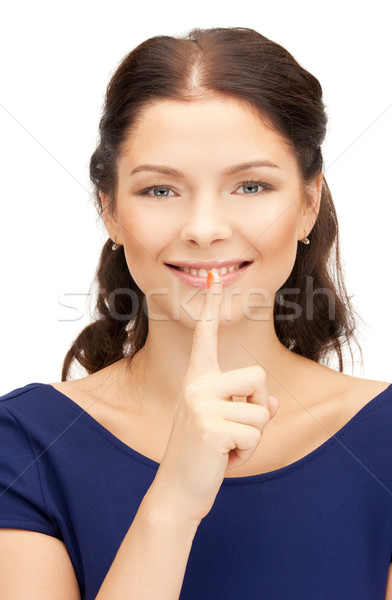 Dedo lábios brilhante quadro mulher jovem mulher Foto stock © dolgachov