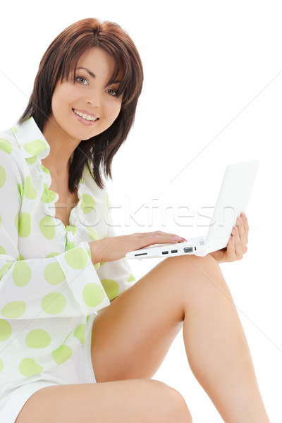 happy woman with laptop computer Stock photo © dolgachov