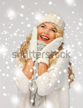 white lingerie angel girl over white Stock photo © dolgachov