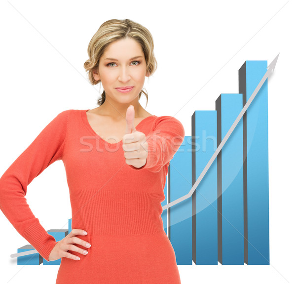 businesswoman with big 3d chart Stock photo © dolgachov