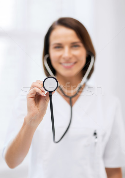 Női orvos sztetoszkóp egészségügy orvosi egészség Stock fotó © dolgachov