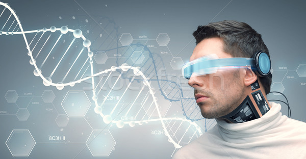 Zdjęcia stock: Człowiek · futurystyczny · okulary · ludzi · technologii · przyszłości