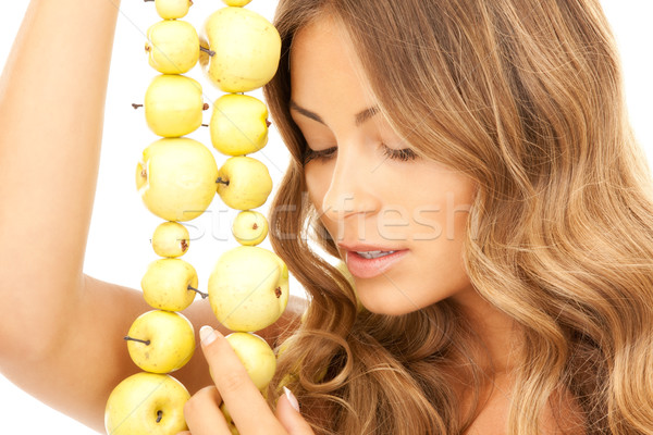 Stock photo: lovely woman with green apples
