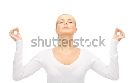Mulher meditação brilhante quadro branco negócio Foto stock © dolgachov