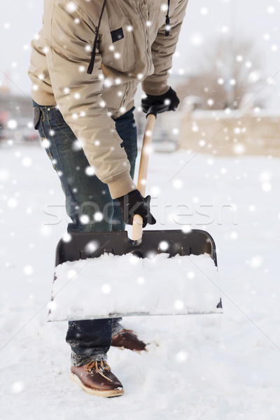 closeup of man digging snow with shovel Stock photo © dolgachov