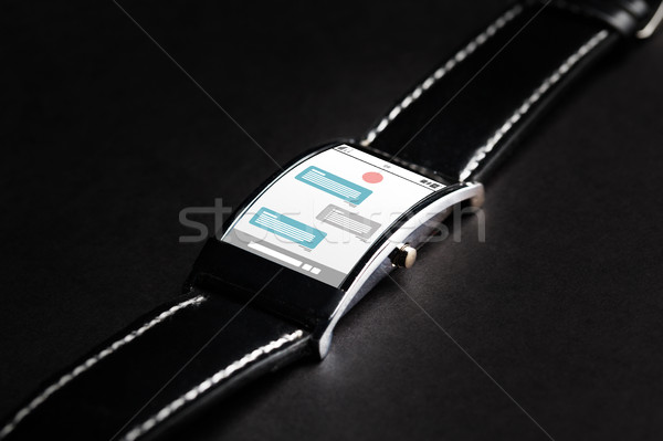 close up of smart watch with messenger application Stock photo © dolgachov