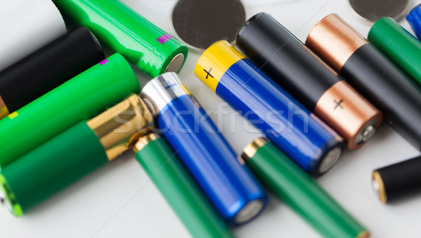 close up of alkaline batteries Stock photo © dolgachov
