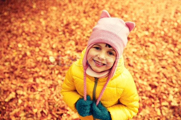 [[stock_photo]]: Heureux · petite · fille · automne · parc · enfance · nature