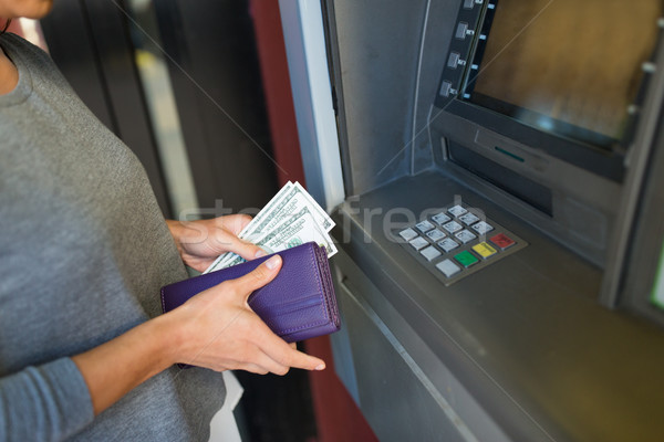 Mano dinero atm máquina financiar Foto stock © dolgachov