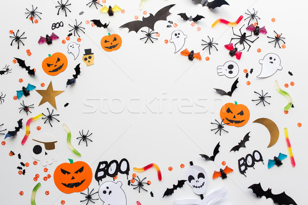 halloween party paper decorations and sweets Stock photo © dolgachov