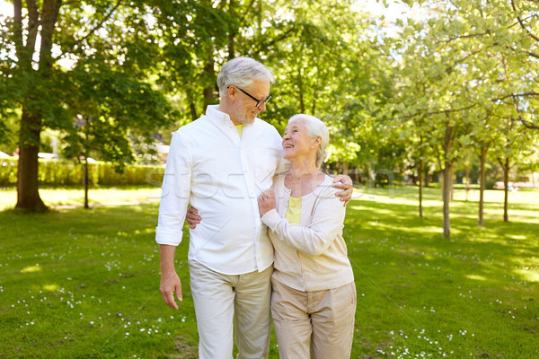 Stockfoto: Gelukkig · stad · park · ouderdom