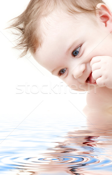 [[stock_photo]]: Heureux · bébé · garçon · photos · eau · visage