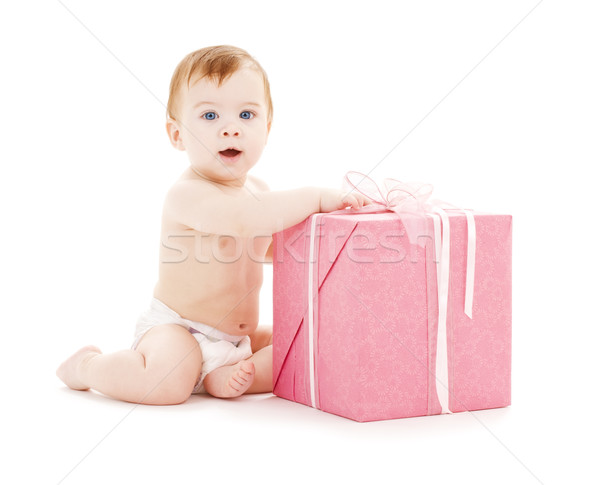 ストックフォト: 赤ちゃん · 少年 · ビッグ · ギフトボックス · 画像 · 子