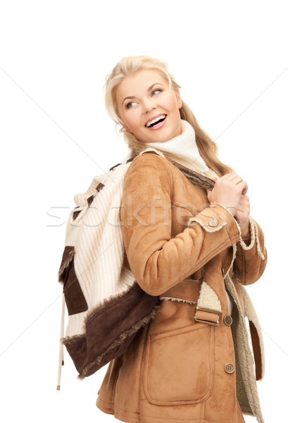 woman in sheepskin jacket Stock photo © dolgachov