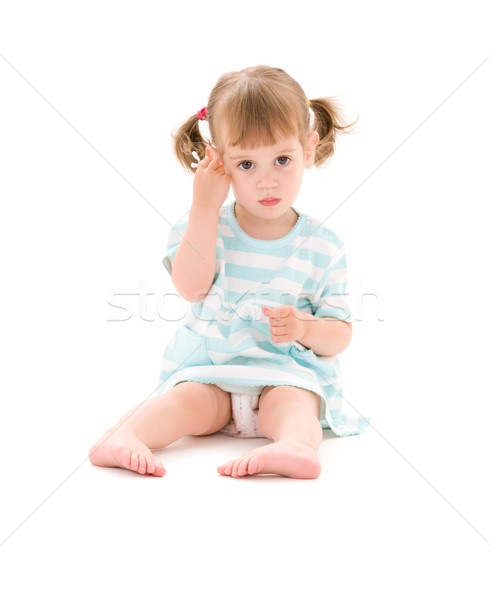 Foto stock: Little · girl · quadro · algodão · criança · saúde · limpeza