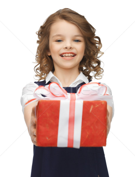 girl with gift box Stock photo © dolgachov