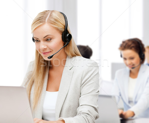 Barátságos női segélyvonal kezelő üzlet call center Stock fotó © dolgachov