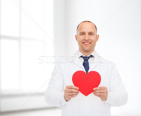 ストックフォト: 笑みを浮かべて · 男性医師 · 赤 · 中心 · 薬 · 職業