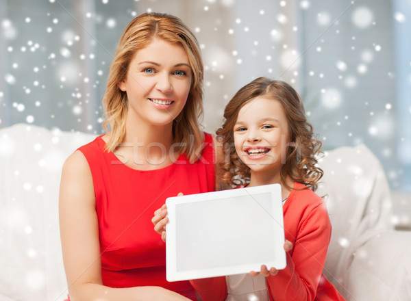 mother and daughter with tablet pc at home Stock photo © dolgachov