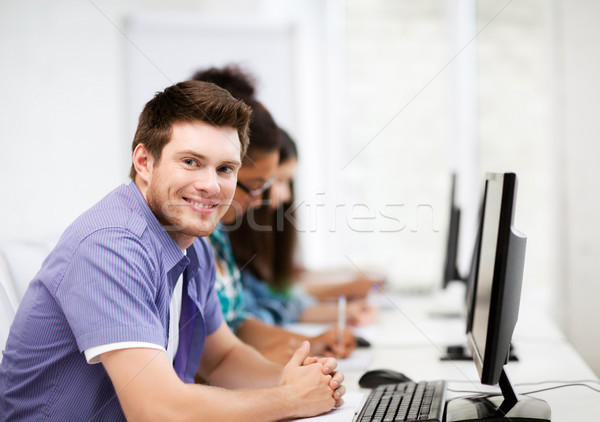 Stockfoto: Student · computer · studeren · school · onderwijs · groep