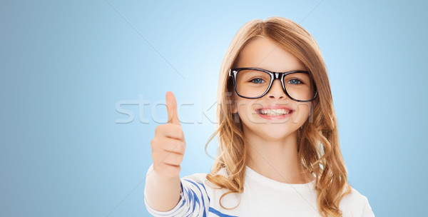 [[stock_photo]]: Petite · fille · noir · lunettes · éducation · école · enfance