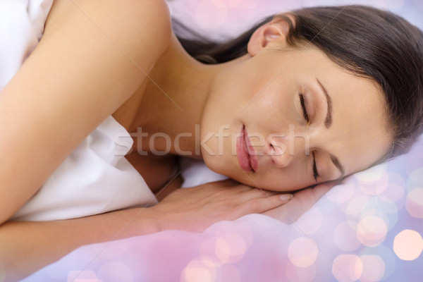 beautiful woman sleeping in bed Stock photo © dolgachov