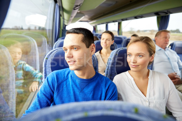 Stok fotoğraf: Mutlu · çift · seyahat · otobüs · taşıma