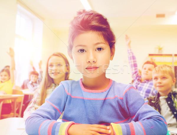 Weinig schoolmeisje klas onderwijs kinderen Stockfoto © dolgachov