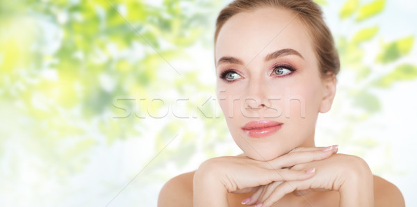 Schönen Gesicht Hände Schönheit Menschen Stock foto © dolgachov