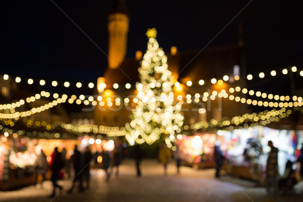 christmas market at tallinn old town hall square Stock photo © dolgachov